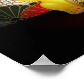 Yellow Ceramic Maneki Neko Poster (Ecke)