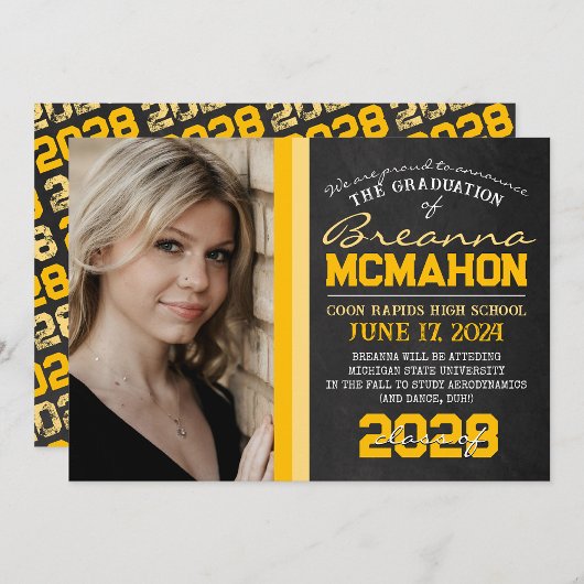 Yellow Chalkboard Foto Abschluss Ankündigung