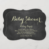 Yellow Chalkboard Kinderdusche Einladung (Vorne/Hinten)