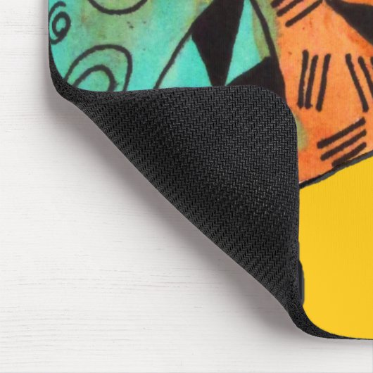 Yellow Chameleon Reptile Art Doodle Illustration Mousepad (Ecke)