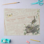 Yellow Chat Bird Nest Butterfly Französischer Deco Seidenpapier (Basteln)