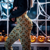 Yellow Checkerboard Cherry Pumpkins Muster Leggings
