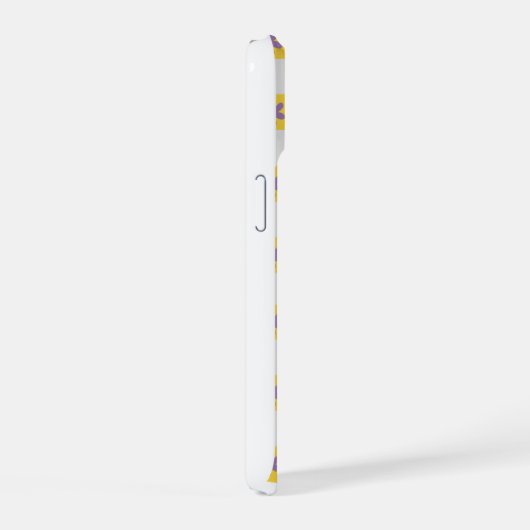Yellow Checkerboard Floral Pattern – Purple Daisy iPhone 15 Hülle (Rechte Seite)