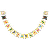 Yellow Checkerboard Merry & Bright Bunting Banner (Alle)