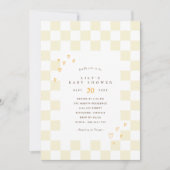 Yellow Checkerboard | Neutrale Retro-Babydusche Einladung (Vorderseite)