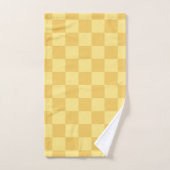 Yellow Checkerboard Pattern Badhandtuch Set (Handtuch)