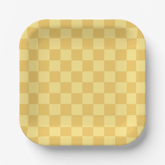 Yellow Checkerboard Pattern Pappteller (Vorderseite)