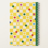 Yellow Checkerboard Pattern Stars Flowers Notebook Notizblock (Rückseite)