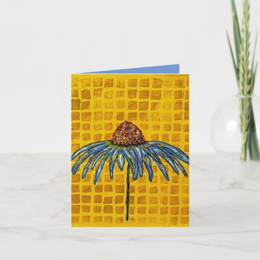 Yellow Checkered Cone Blumen Note Card (Vorderseite)