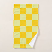 Yellow Checkered Gingham Pattern Badhandtuch Set (Handtuch)