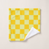 Yellow Checkered Gingham Pattern Badhandtuch Set (Waschlappen)