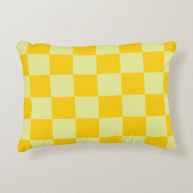 Yellow Checkered Gingham Pattern Dekokissen (Vorderseite)