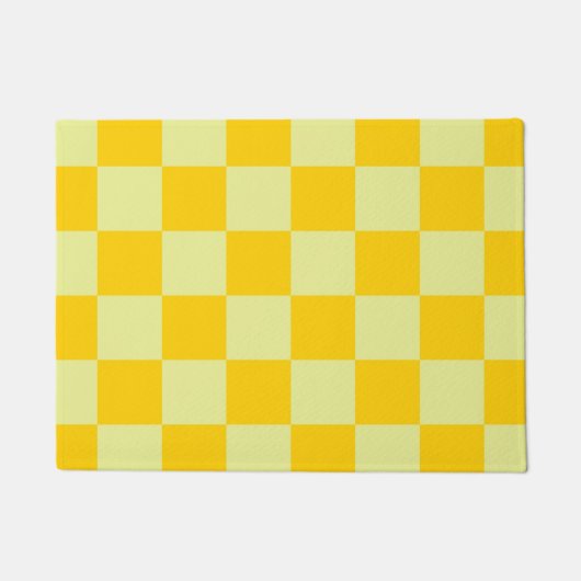 Yellow Checkered Gingham Pattern Fußmatte (Vorderseite)