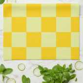 Yellow Checkered Gingham Pattern Geschirrtuch (Gefaltet)