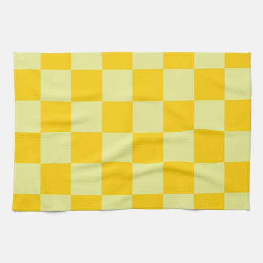 Yellow Checkered Gingham Pattern Geschirrtuch (Horizontal)