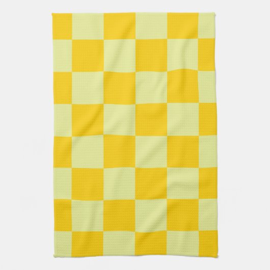 Yellow Checkered Gingham Pattern Geschirrtuch (Vertikal)