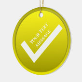 Yellow Checkmark Symbol Weihnachten Keramik Ornament (Links)