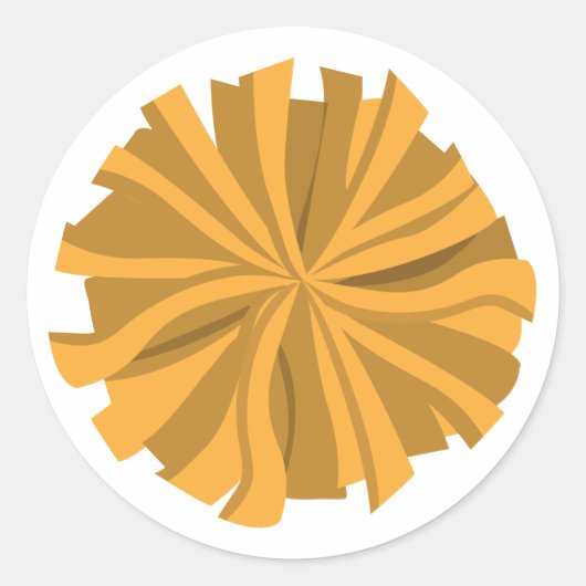 Yellow Cheerleader Pom Pom Runder Aufkleber (Vorderseite)