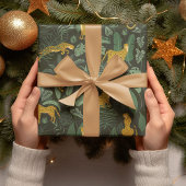 Yellow Cheetahs Wild Jungle Tropical Green Pflanze Geschenkpapier