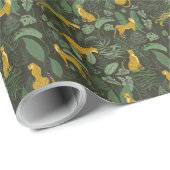 Yellow Cheetahs Wild Jungle Tropical Green Pflanze Geschenkpapier (Rolleneckpunkt)