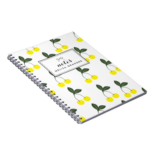Yellow Cherries Muster Personalisiertes Notebook Notizblock (Rechte Seite)