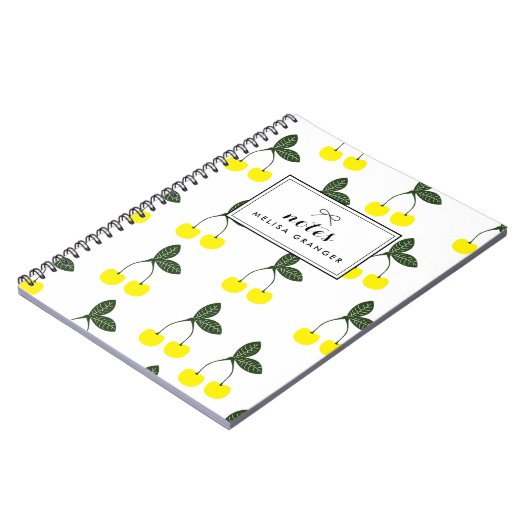 Yellow Cherries Muster Personalisiertes Notebook Notizblock (Linke Seite)