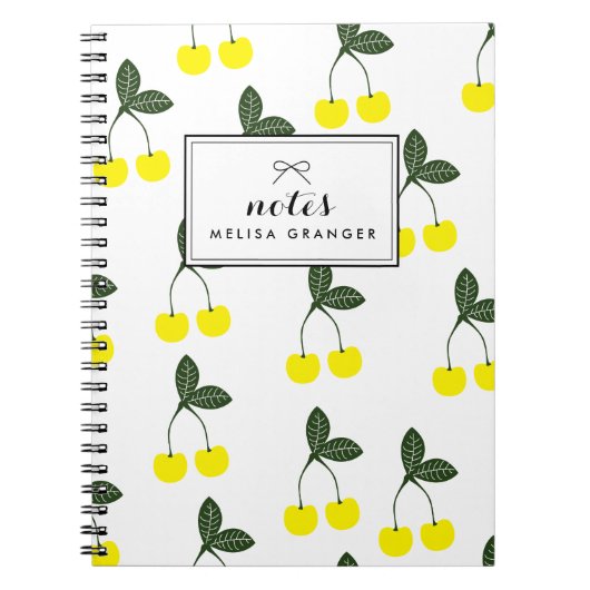 Yellow Cherries Muster Personalisiertes Notebook Notizblock (Vorderseite)