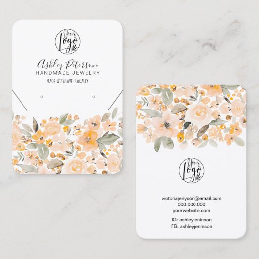 Yellow chic Blumen Logo Schmuck Ohrring Halskette Visitenkarte (Vorne/Hinten)