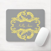 Yellow Chic Damask Mousepad (Mit Mouse)