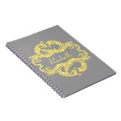 Yellow Chic Damask Notebook Notizblock (Rechte Seite)