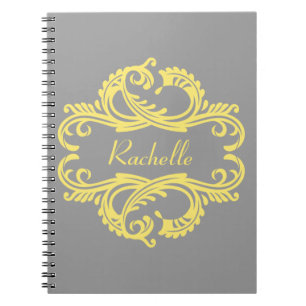 Yellow Chic Damask Notebook Notizblock
