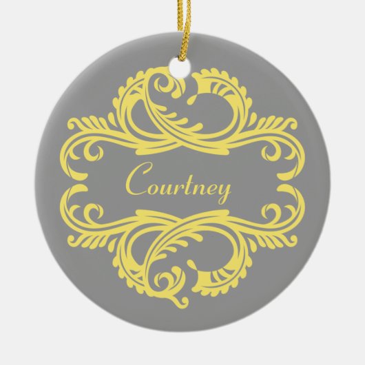 Yellow Chic Damask Ornament (Vorne)