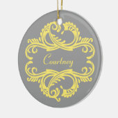 Yellow Chic Damask Ornament (Links)