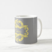 Yellow Chic Damask Tasse (VorderseiteRechts)