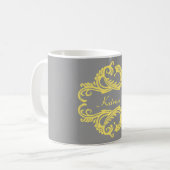 Yellow Chic Damask Tasse (Vorderseite Links)