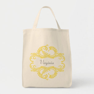 Yellow Chic Damask Tote Bag Tragetasche