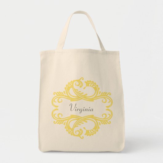 Yellow Chic Damask Tote Bag Tragetasche (Vorne)
