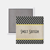 Yellow Chic Quarto Sweet 16 Magnet (Vorderseite/Rückseite)