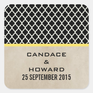 Yellow Chic Quatrefoil Wedding Stickers