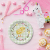 Yellow Chick And Pastel Willow Wreath Easter Pappteller (Party)