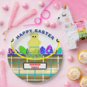 Yellow Chick Egg Blue Gold Osterkorb Pappteller (Party)