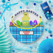 Yellow Chick Egg Blue White Oaster Basket Pappteller (Party)