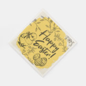 Yellow Chick & Eggs Happy Easter Party Serviette (Ecke)