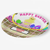 Yellow Chick Ei Pink Gold Osterkörbe Pappteller (Schrägansicht)