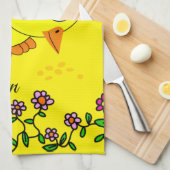 Yellow Chick Floral Kitchen Handtuch (Viertel Falte)