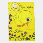 Yellow Chick Floral Kitchen Handtuch (Vertikal)