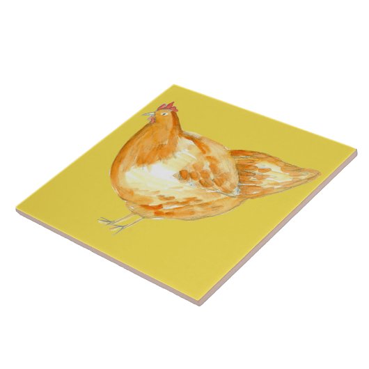 Yellow Chicken Hen Fliese (Seite)
