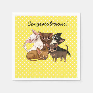 Yellow Chihuahua Paper Party Napkins Serviette