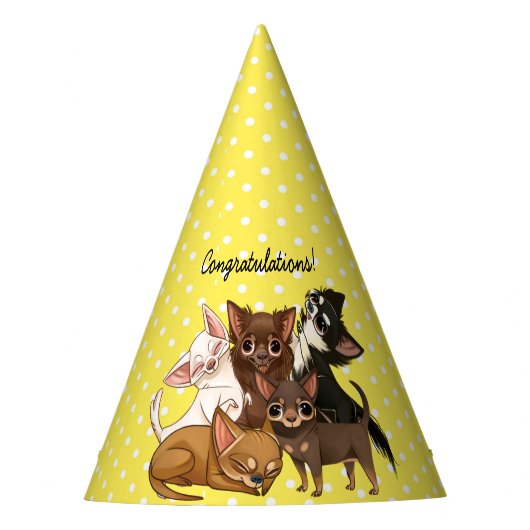 Yellow Chihuahua Party Partyhütchen (Vorderseite)