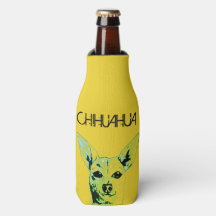 Yellow Chihuahua Themed Flasche Cooler
